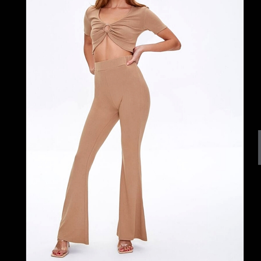NWT Two piece crop top and flare pants set